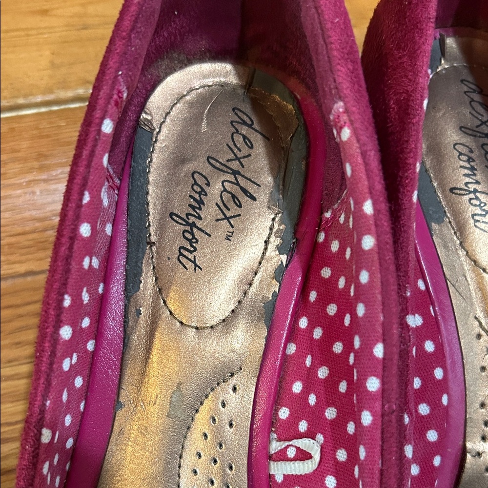 dexflex comfort Raspberry Peep-Toe Wedge Heels - Picture 6 of 8